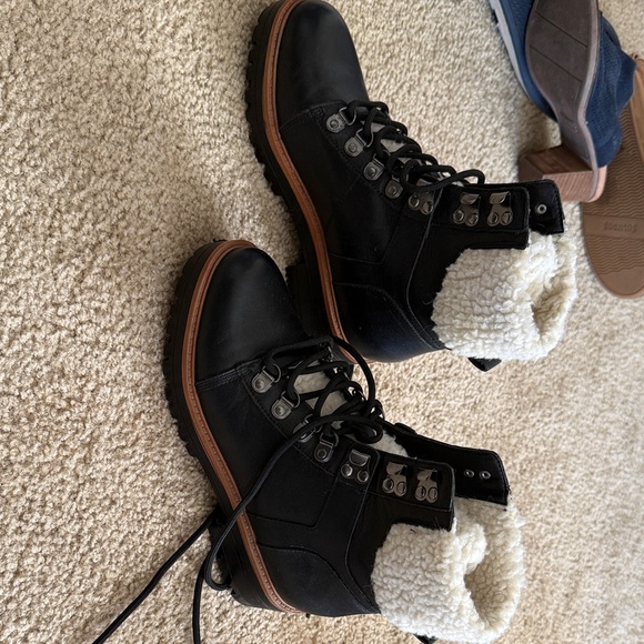 Women's Black and Off White Lace-Up Boots - Picture 2 of 3